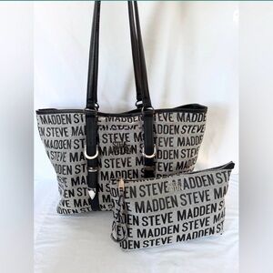 SteveMadden Blivia Black and Gray Tote Bag 2-piece set